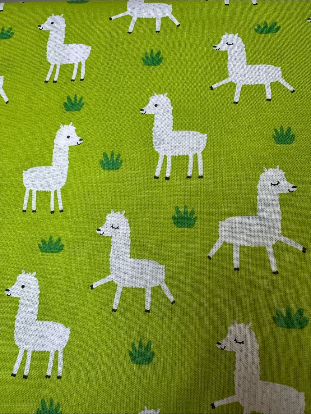 Green Llama print cotton fabric